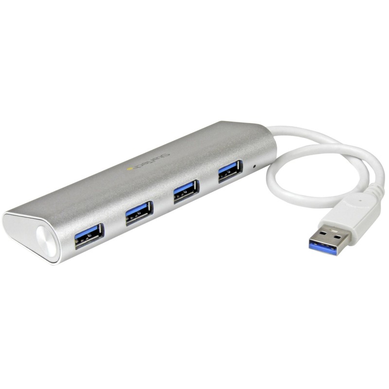 4 Port kompakter USB 3.0 Hub mit eingebautem Kabel